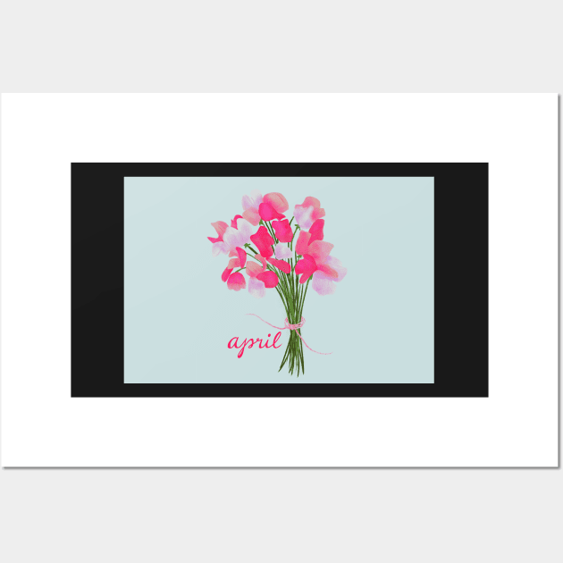 April Sweet Peas bouquet Wall Art by Peleegirl